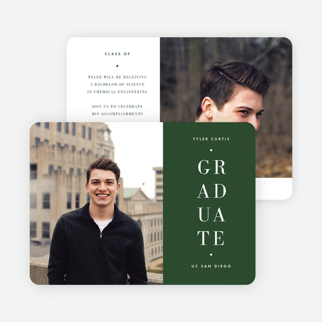 Classy Distinction Graduation Announcements & Graduation Invitations - Green