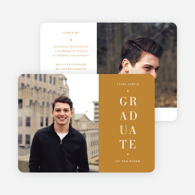 Classy Distinction Graduation Announcements & Graduation Invitations - Yellow