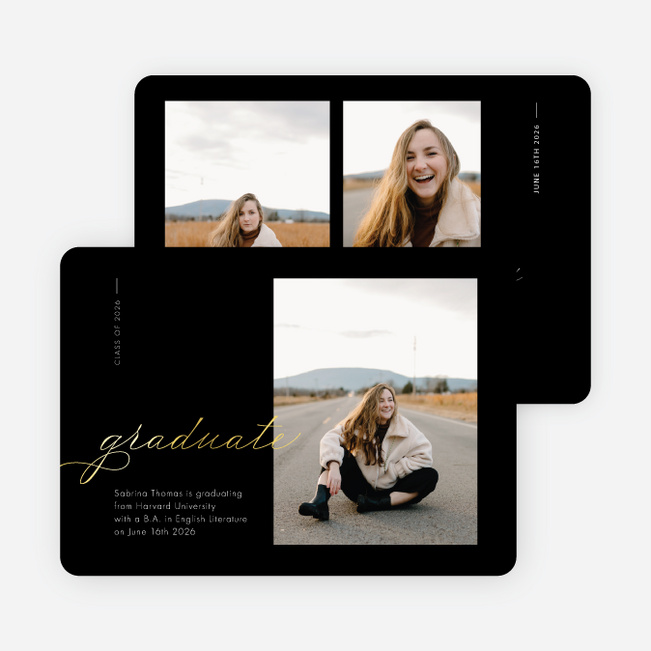 Foil Classic Script Graduation Announcements & Graduation Invitations - Yellow