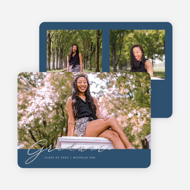 Foil Success Graduation Announcements & Graduation Invitations - Blue