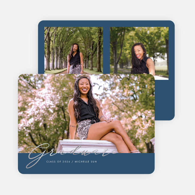 Foil Success Graduation Announcements & Graduation Invitations - Blue