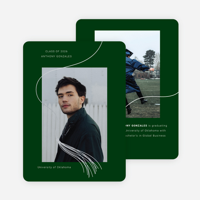 Golden Tassel Graduation Announcements & Graduation Invitations - Green