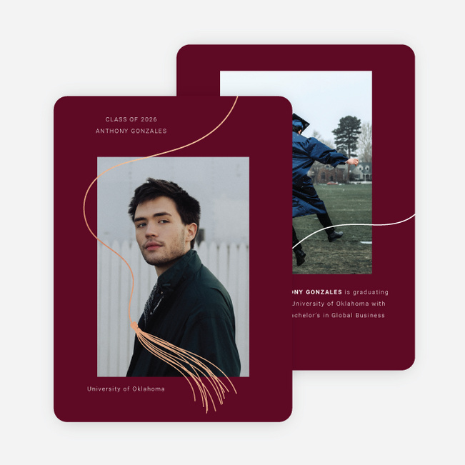 Golden Tassel Graduation Announcements & Graduation Invitations - Red