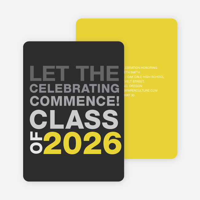 Graduation Announcements: Let the Celebrating Commence - Charcoal