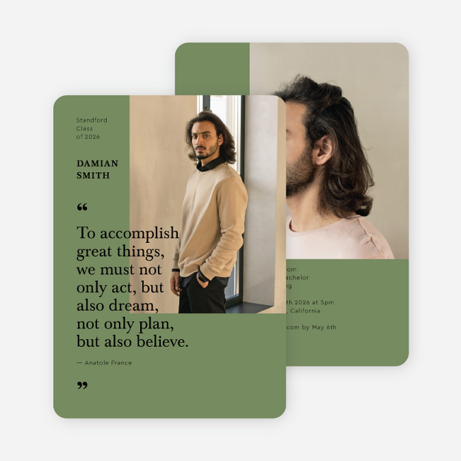 Memorable Insight Graduation Announcements & Graduation Invitations - Green