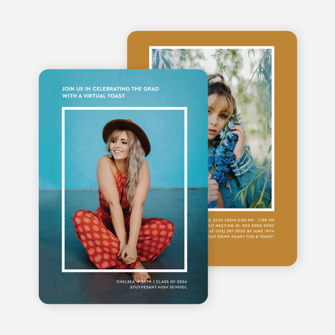 Minimal Frame Graduation Announcements & Graduation Invitations - Yellow