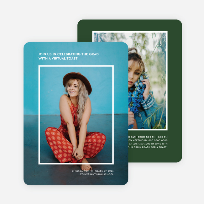 Minimal Frame Graduation Announcements & Graduation Invitations - Green
