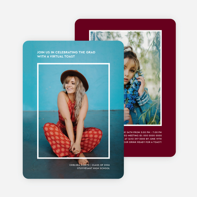 Minimal Frame Graduation Announcements & Graduation Invitations - Red