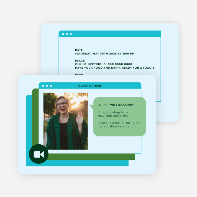 Virtual Window Graduation Announcements & Graduation Invitations - Blue