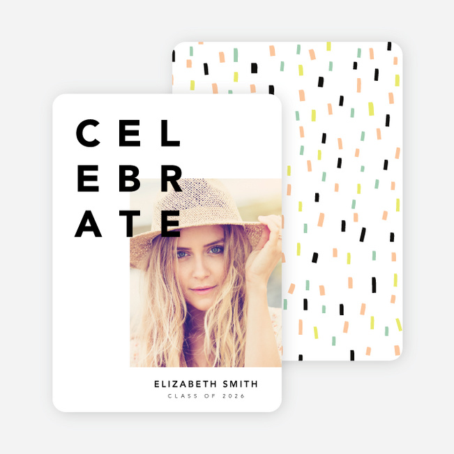 Celebration and Confetti Graduation Invitations - Orange