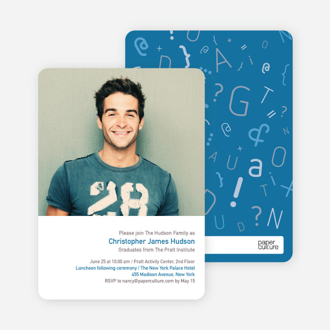 Formulas, Letters and Names Graduation Invitations - Royal Blue