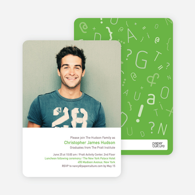 Formulas, Letters and Names Graduation Invitations - Pistachio