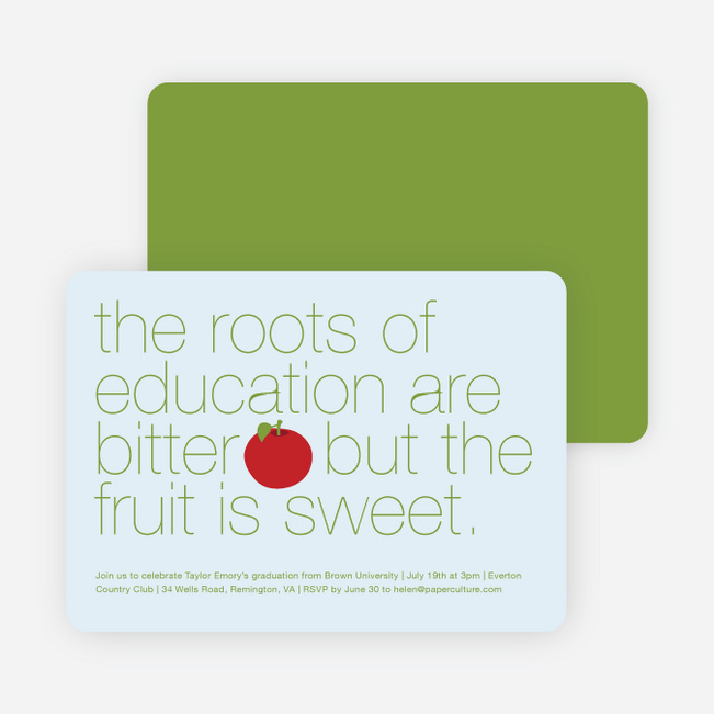 Graduation Fruit Invitations - Red Apple