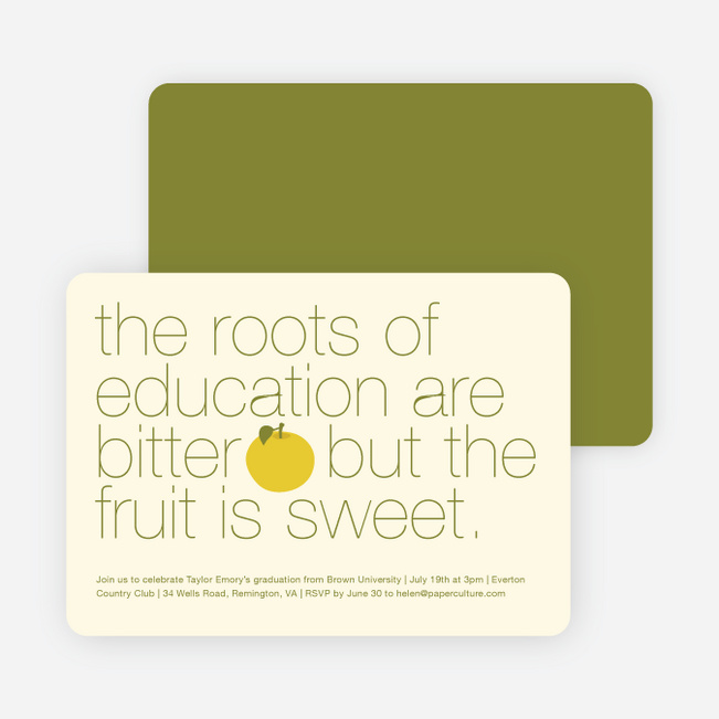 Graduation Fruit Invitations - Orange Sherbert