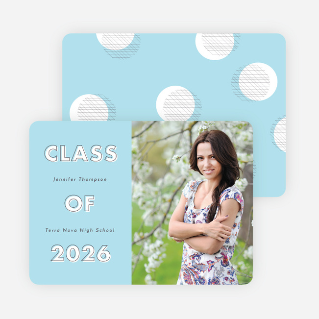 Modern Circles Graduation Announcements for High School - Blue