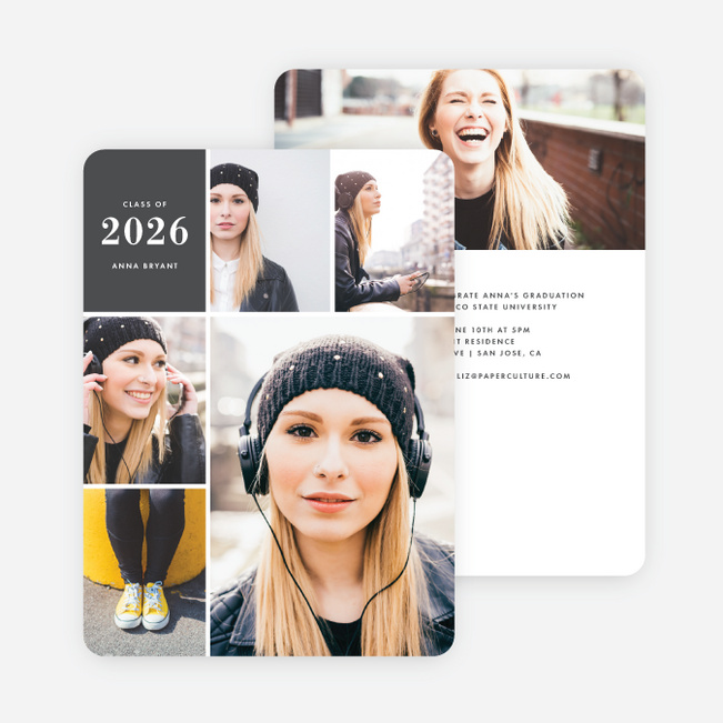 Photo Board Graduation Invitations - Gray