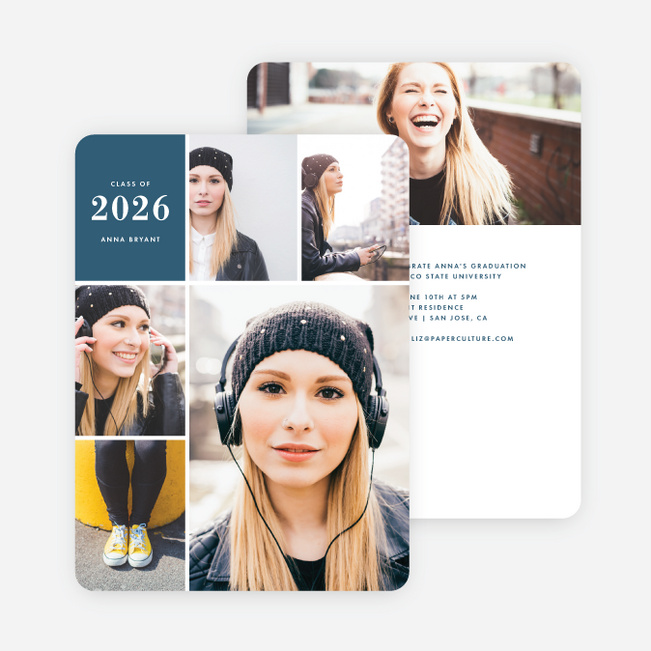 Photo Board Graduation Invitations - Blue