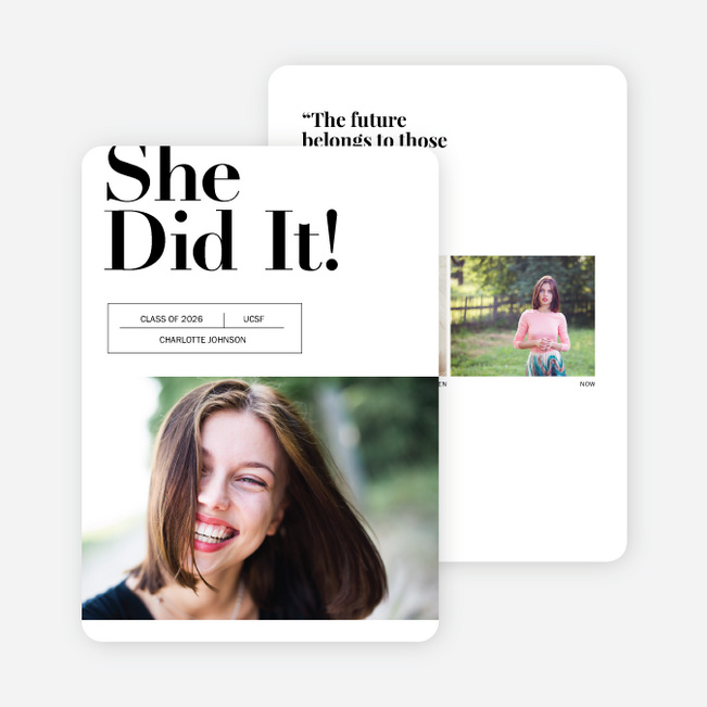 She Did It Graduation Announcements  - Black