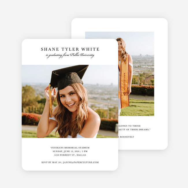 Shining Spotlight Graduation Announcements & Invitations - White