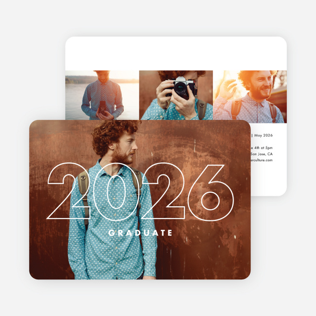 Centered Year Graduation Invitations - Black