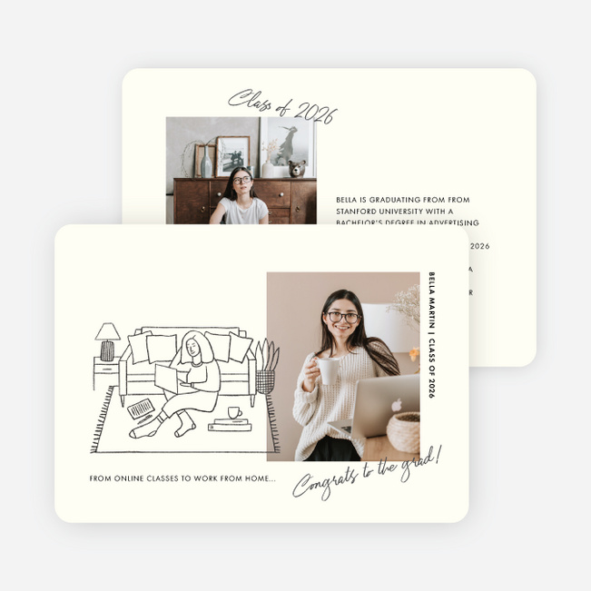 Cozy Student Graduation Announcements & Graduation Invitations - Beige