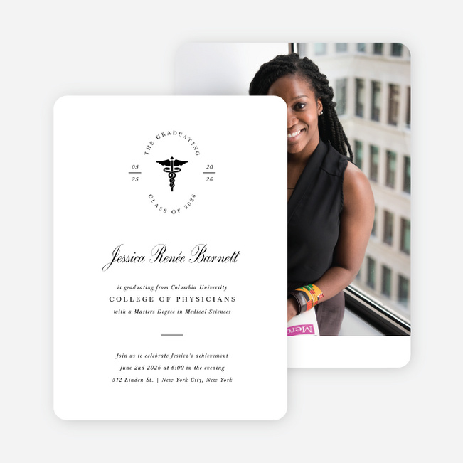 Distinguished Crest Graduation Announcements & Graduation Invitations - White