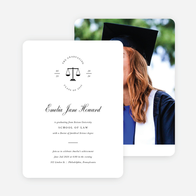 Distinguished Crest Graduation Announcements & Graduation Invitations - White