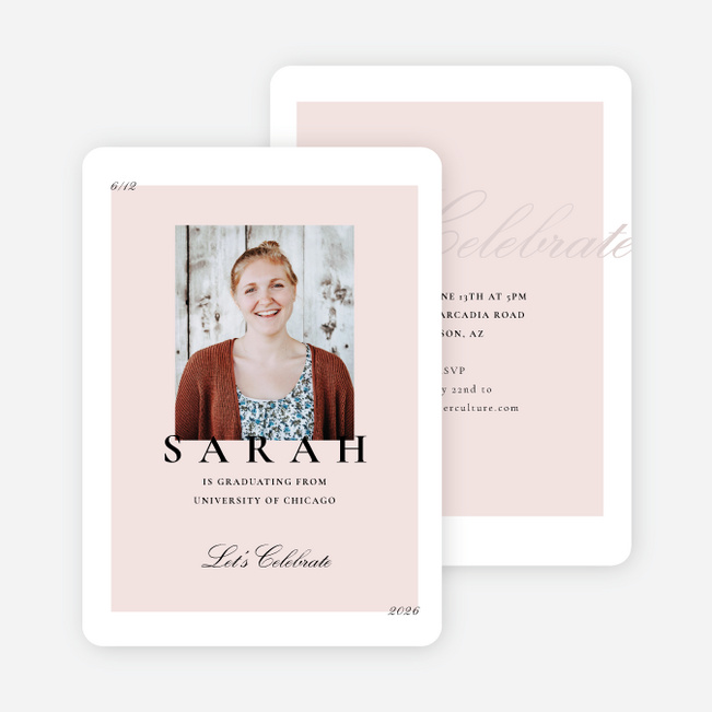 Elegant Celebrations Graduation Announcements & Invitations - Pink