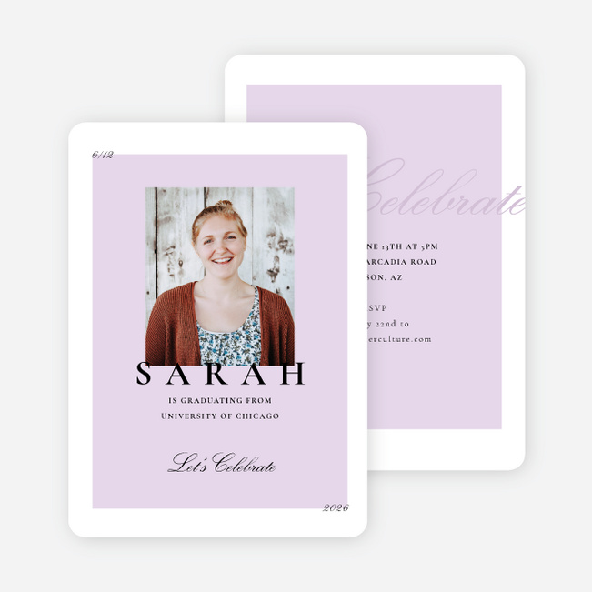 Elegant Celebrations Graduation Announcements & Invitations - Purple