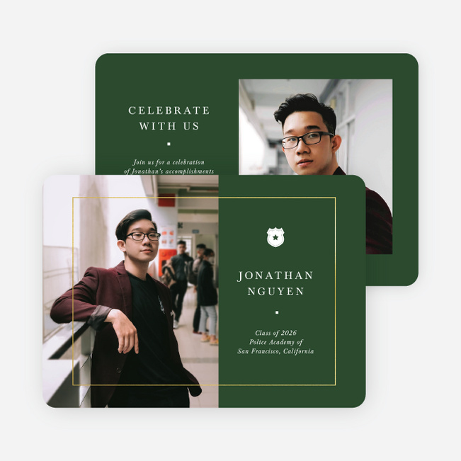 Foil Framed Achievement Graduation Announcements & Graduation Invitations - Green