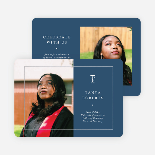 Foil Framed Achievement Graduation Announcements & Graduation Invitations - Blue