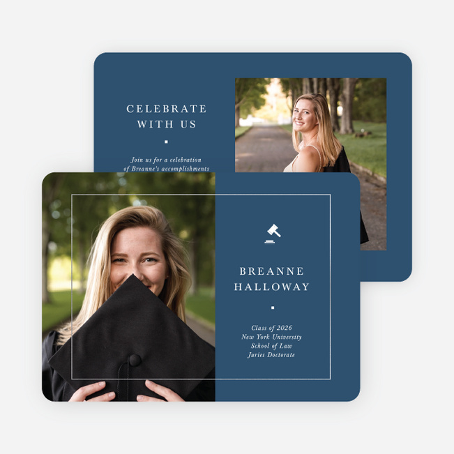 Foil Framed Achievement Graduation Announcements & Graduation Invitations - Blue