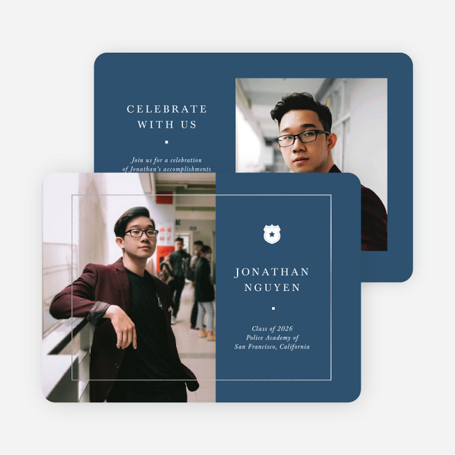 Foil Framed Achievement Graduation Announcements & Graduation Invitations - Blue