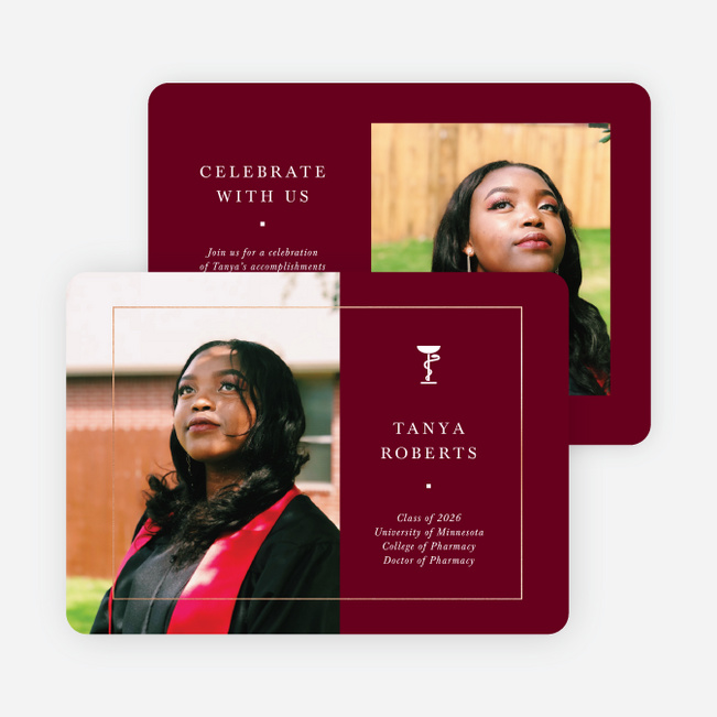 Foil Framed Achievement Graduation Announcements & Graduation Invitations - Red