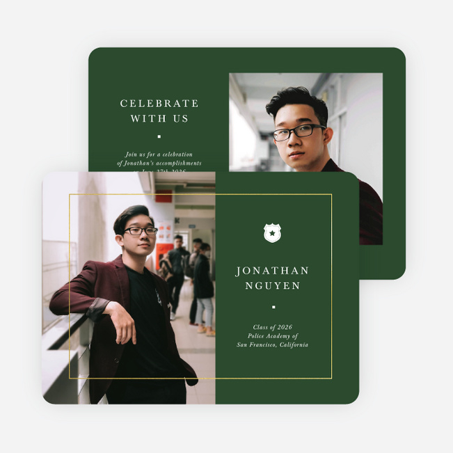 Foil Framed Achievement Graduation Announcements & Graduation Invitations - Green