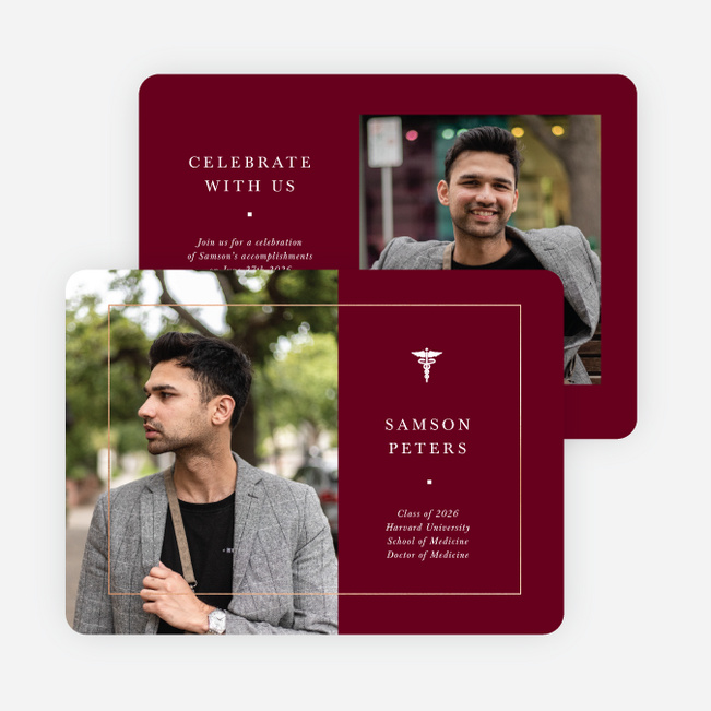 Foil Framed Achievement Graduation Announcements & Graduation Invitations - Red