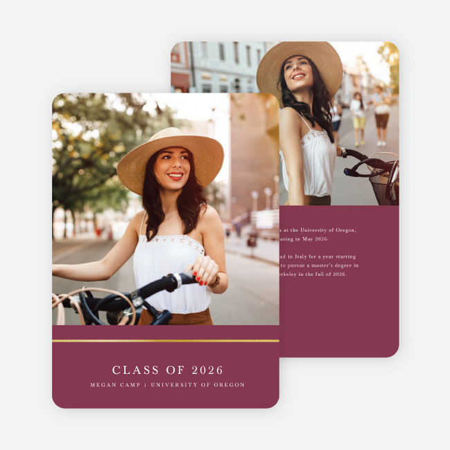 Foil Modern Classic Graduation Invitations - Pink