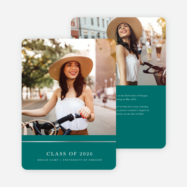 Foil Modern Classic Graduation Invitations - Green