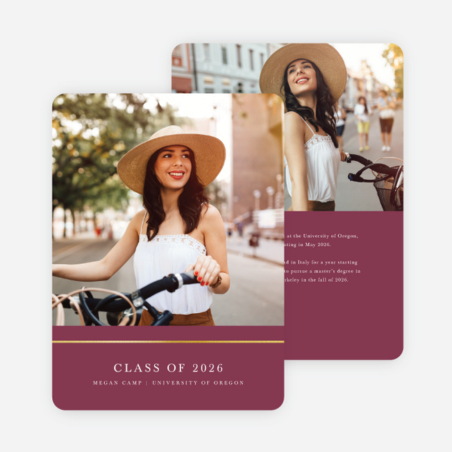 Foil Modern Classic Graduation Invitations - Pink