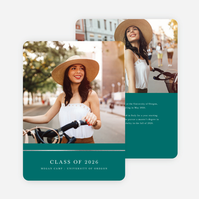 Foil Modern Classic Graduation Invitations - Green