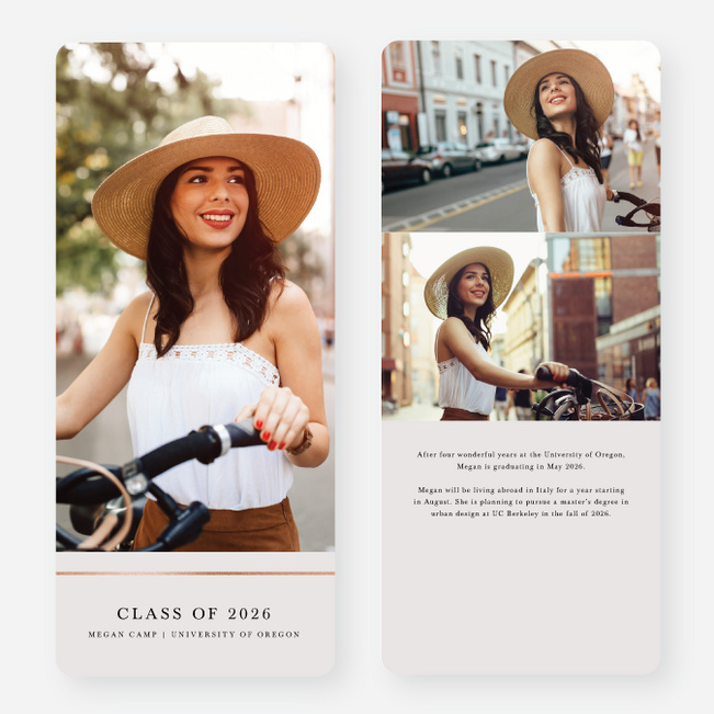 Foil Modern Classic Graduation Invitations - Beige