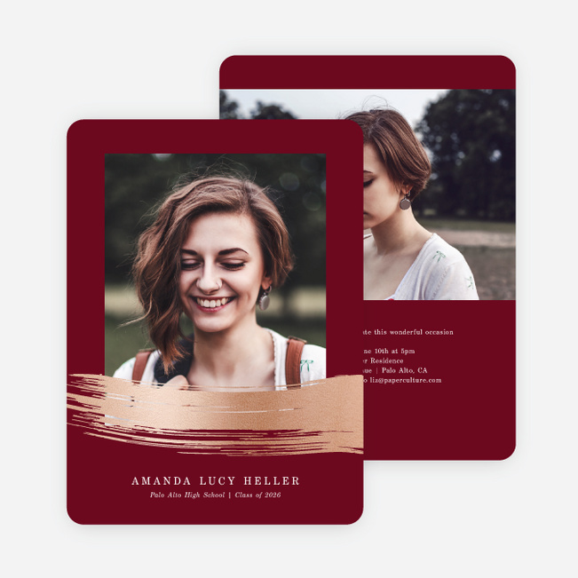 Foil Stroke of Genius Graduation Invitations - Red