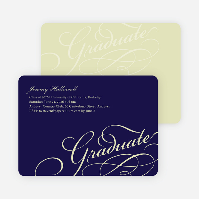 Graduation Script Invitations - Navy