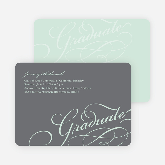 Graduation Script Invitations - Grad Gray