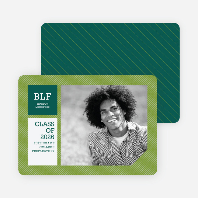 Graduation Stripes Graduation Announcements - Lime