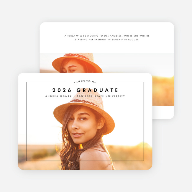 Thin Border Arc Graduation Announcements - Black