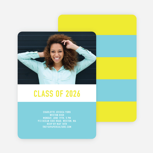 Unique Modern Graduation Announcements and Invitations - Blue