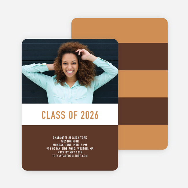 Unique Modern Graduation Announcements and Invitations - Brown