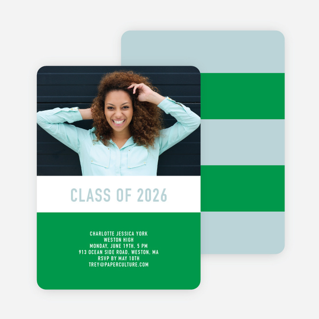 Unique Modern Graduation Announcements and Invitations - Green