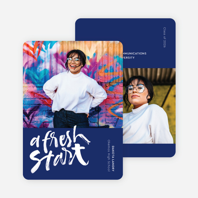 Bold Brushwork Graduation Announcements & Graduation Invitations - Blue